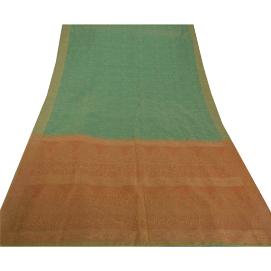 Sanskriti Vintage Saree 100% Pure Silk Woven Craft Sustainable Fabric Premium 5 Yd Sari