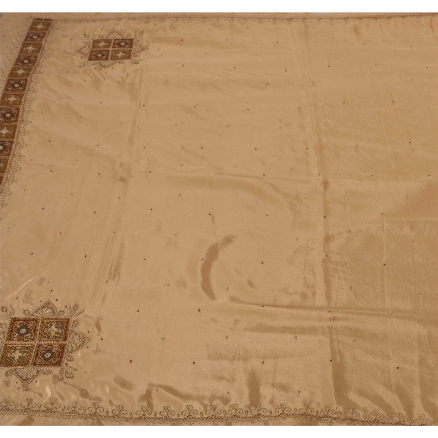 Sanskriti Vintage Antique Saree Art Silk Hand Embroidery Sustainable Fabric Premium Sari