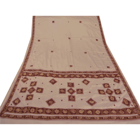 Sanskriti Vintage Saree Art Silk Hand Beaded Craft Sustainable Fabric Premium Ethnic Sari
