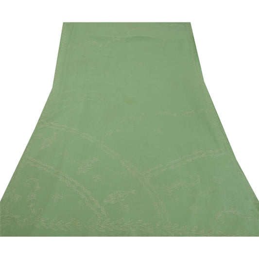 Sanskriti Vintage Saree Blend Bomuld Håndbroderet Chikankari Bæredygtigt Stof Sari