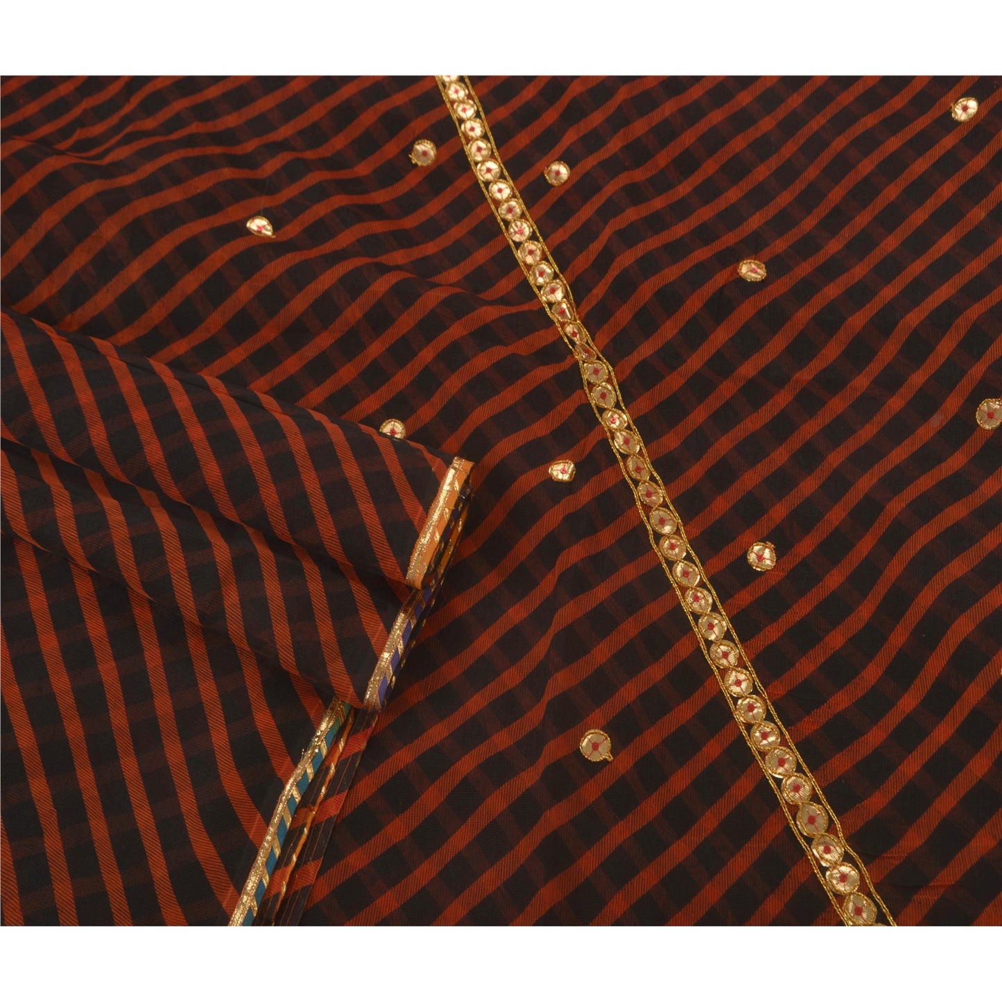 Sanskriti Vintage Saree 100% Pure Cotton Hand Beaded Black Craft Sustainable Fabric Sari