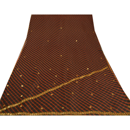 Sanskriti Vintage Saree 100% Pure Cotton Hand Beaded Black Craft Sustainable Fabric Sari