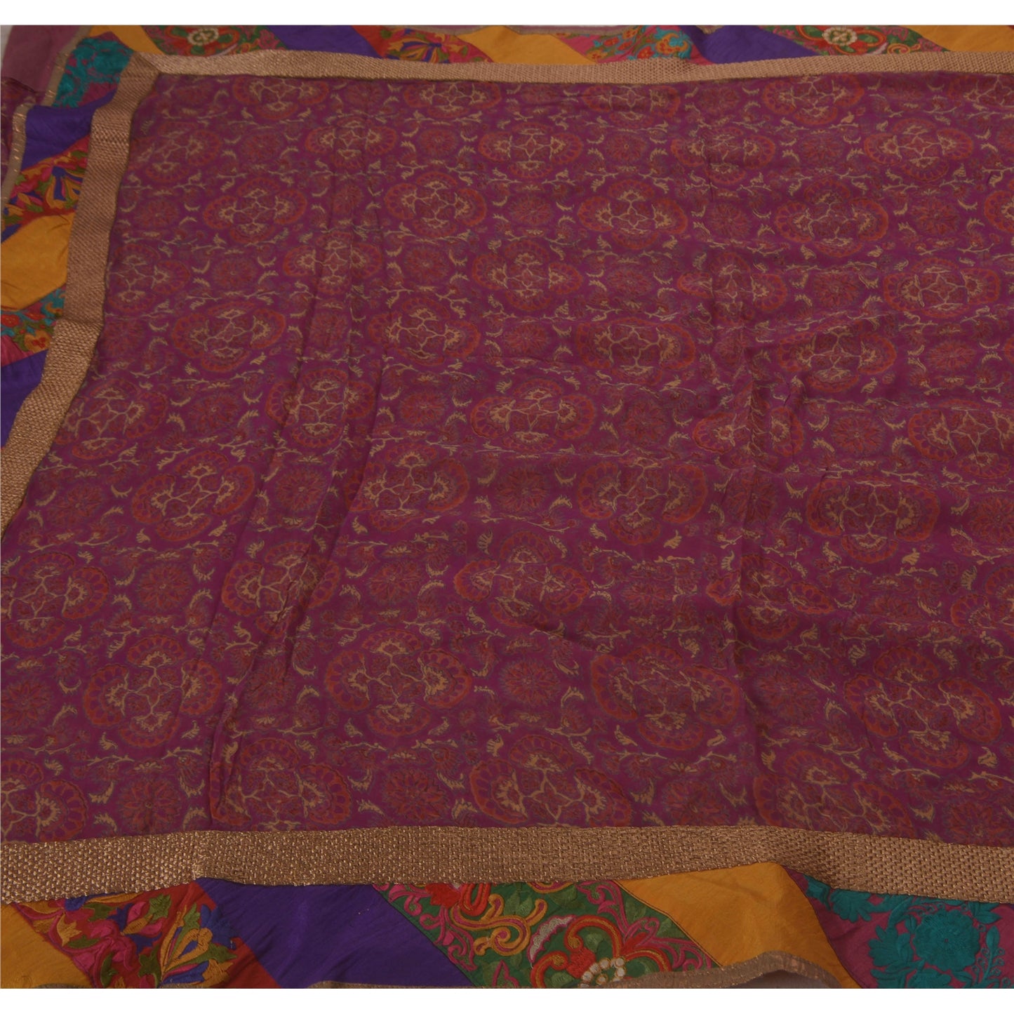 Sanskriti Vintage Saree Blend Georgette Printed Sustainable Fabric Sari Blouse Piece Ethnic