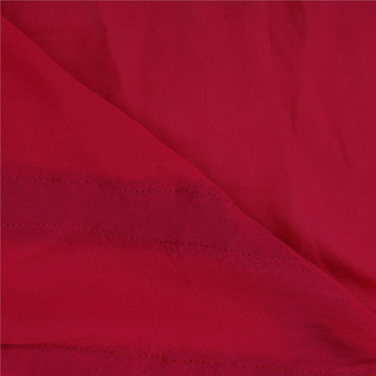 Sanskriti Vintage Sari Blend Georgette Blondearbejde Pink Bæredygtigt Stof 5 Yard Sari Håndværk