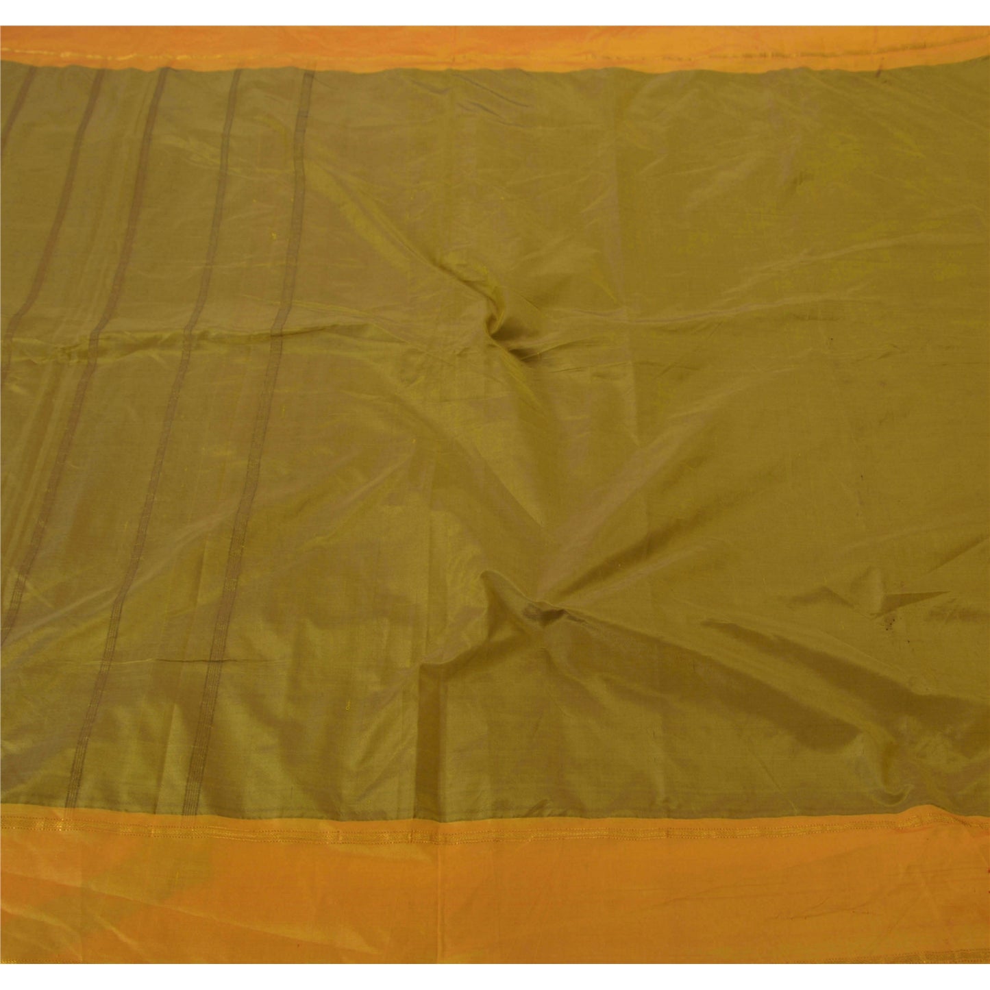 Sanskriti Vintage Green Saree Art Silk Woven Craft Sustainable Fabric 5 Yd Sari Decor