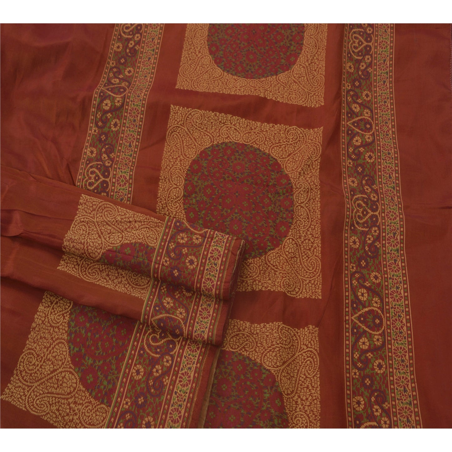 Sanskriti Vintage Orange Saree Pure Silk Woven Floral Craft Sustainable Fabric Premium Sari