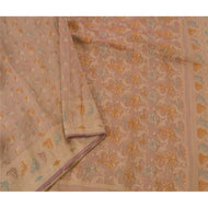 Peach Saree 100% Pure Cotton Woven Craft Fabric Premium Sari