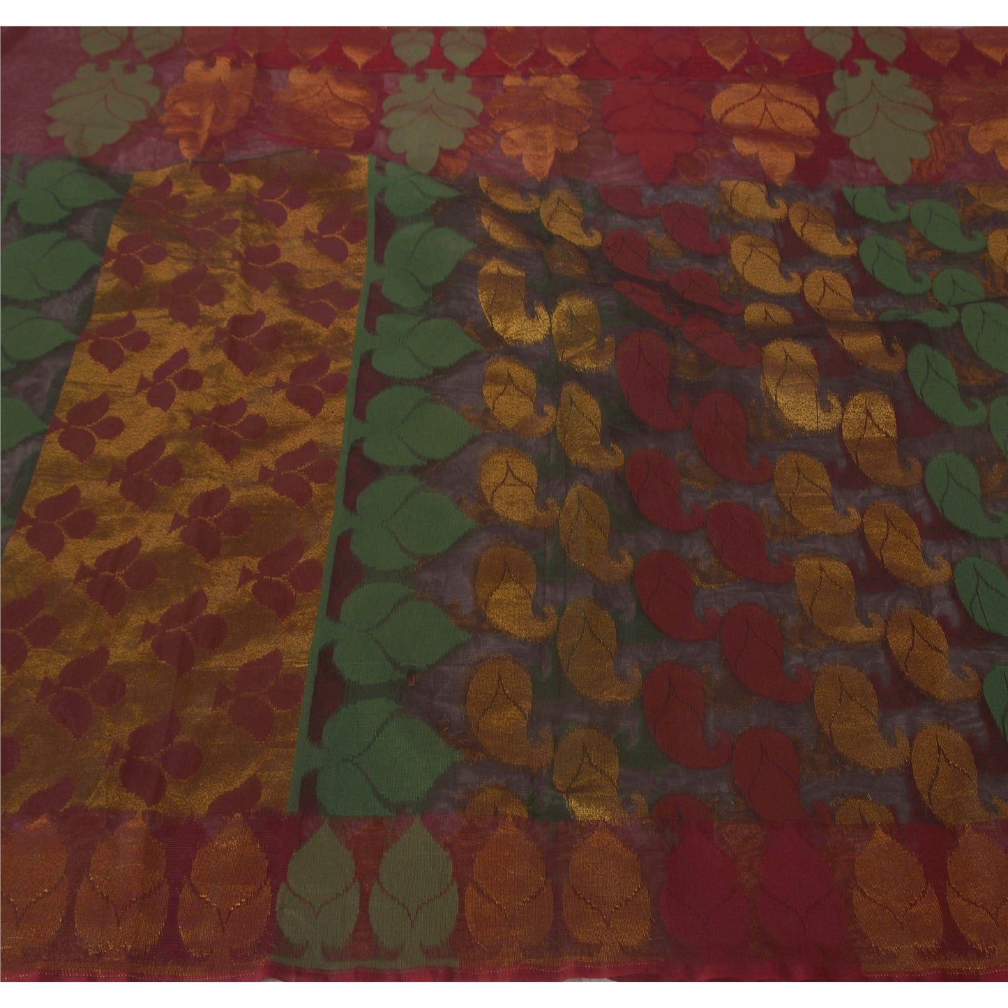 Sanskriti Vintage Black Saree Blend Cotton Kota Sari Craft 5 Yd Premium Sustainable Fabric