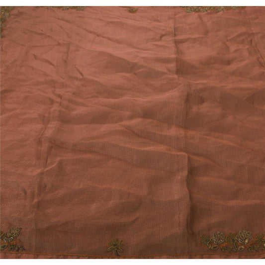 Sanskriti Vintage Copper Sarees Art Silk Craft Sustainable Fabric Hand Beaded Cultural Sari