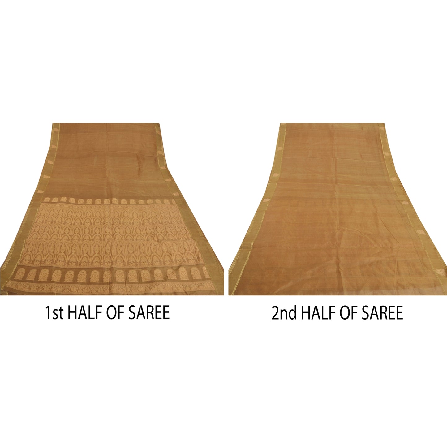 Sanskriti Vintage Green Saree Pure Silk Woven Craft 5 Yd Sustainable Fabric Premium Sari