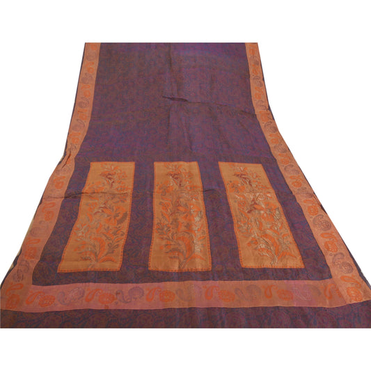 Sanskriti Vintage Purple Saree Pure Silk Woven Craft Sustainable Fabric Premium Sari