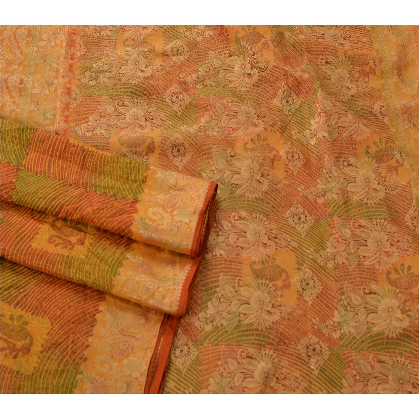 Sanskriti Vintage Indian Sari 100% Pure Silk Woven Printed Craft Sustainable Fabric Sarees