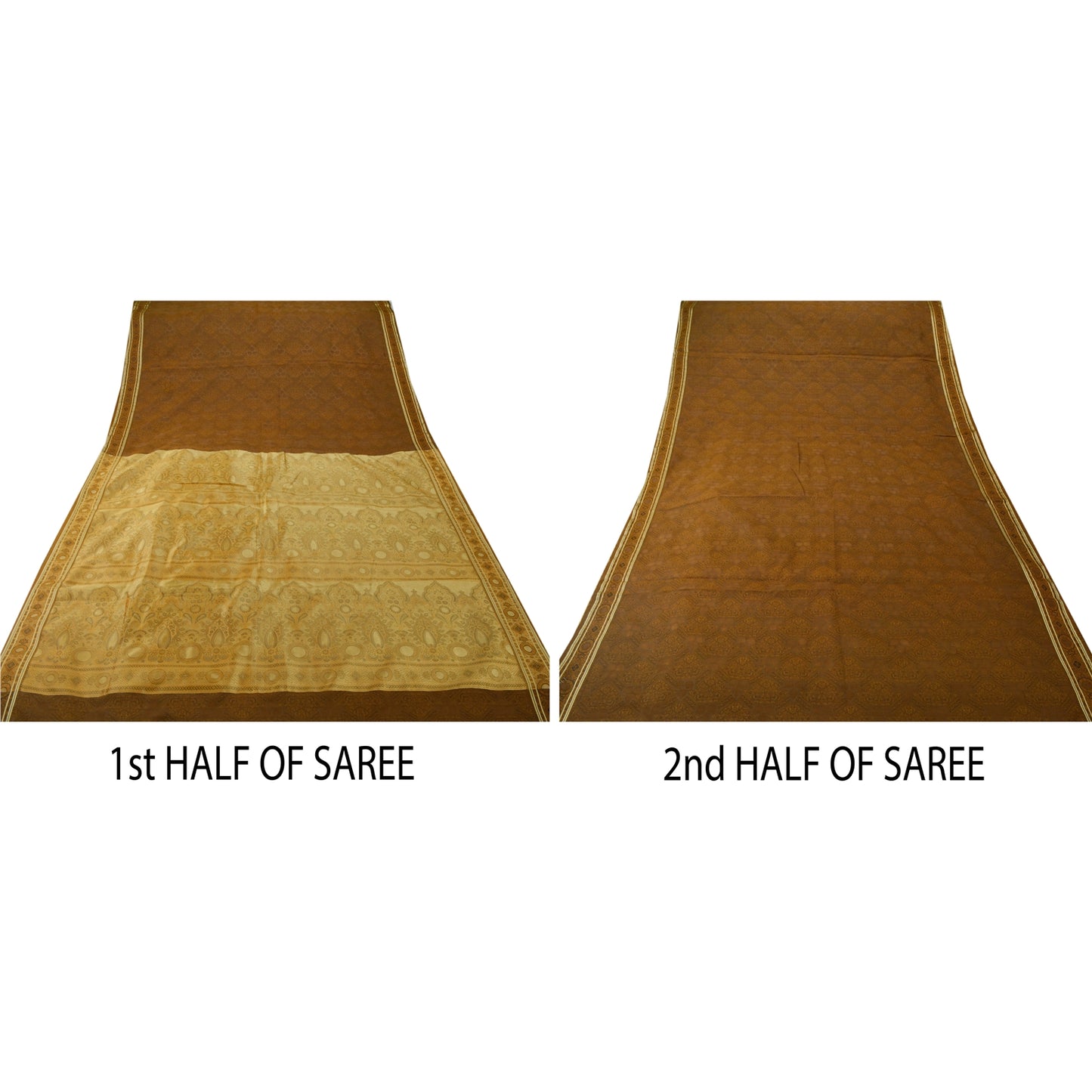 Sanskriti Vintage Brown Saree Art Silk Woven Craft 5Yd Sustainable Fabric Decor Premium Sari