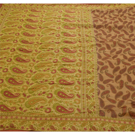 Sanskriti Vintage Brown Sarees Pure Silk Woven Craft Indian Sari Premium Sustainable Fabric