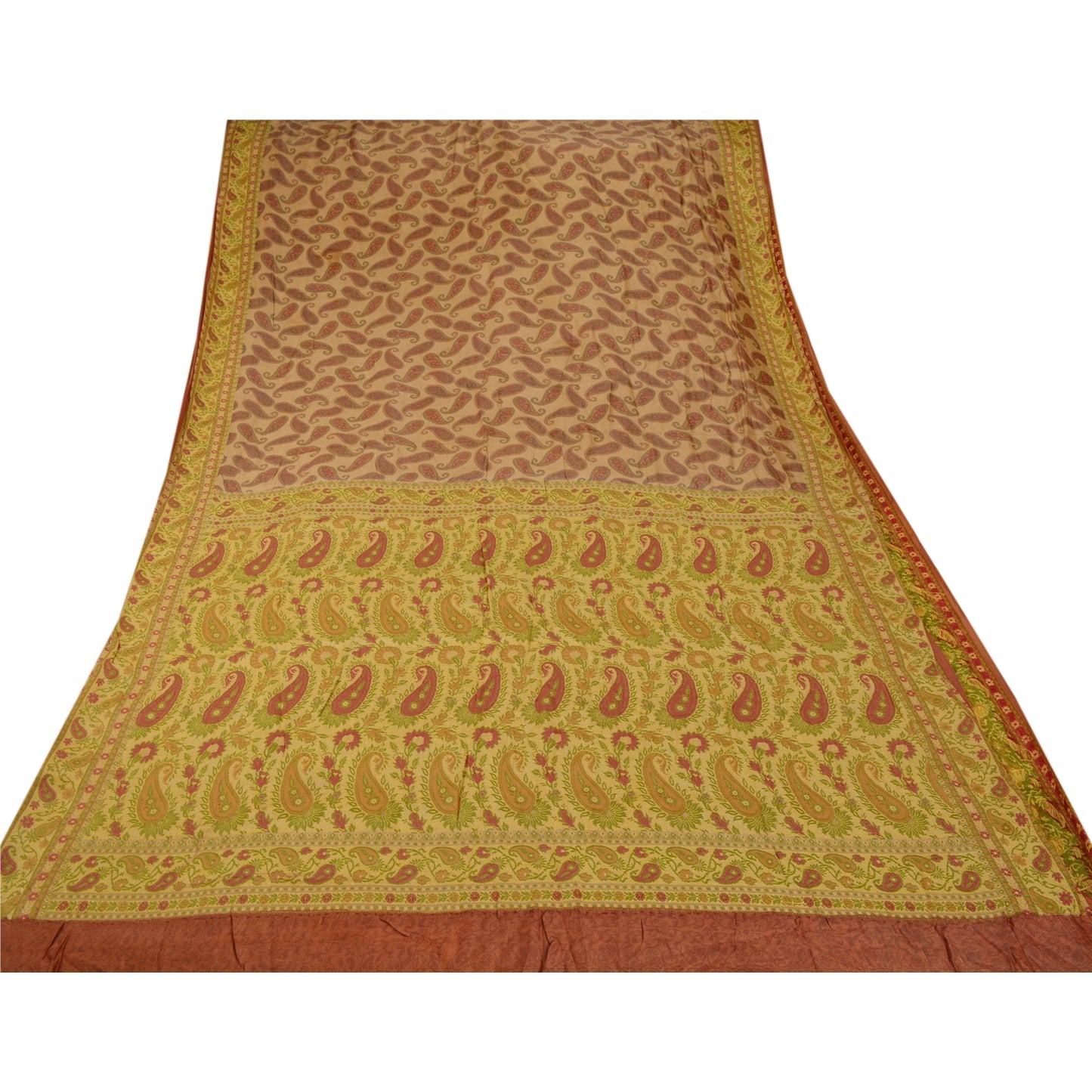 Sanskriti Vintage Brown Sarees Pure Silk Woven Craft Indian Sari Premium Sustainable Fabric