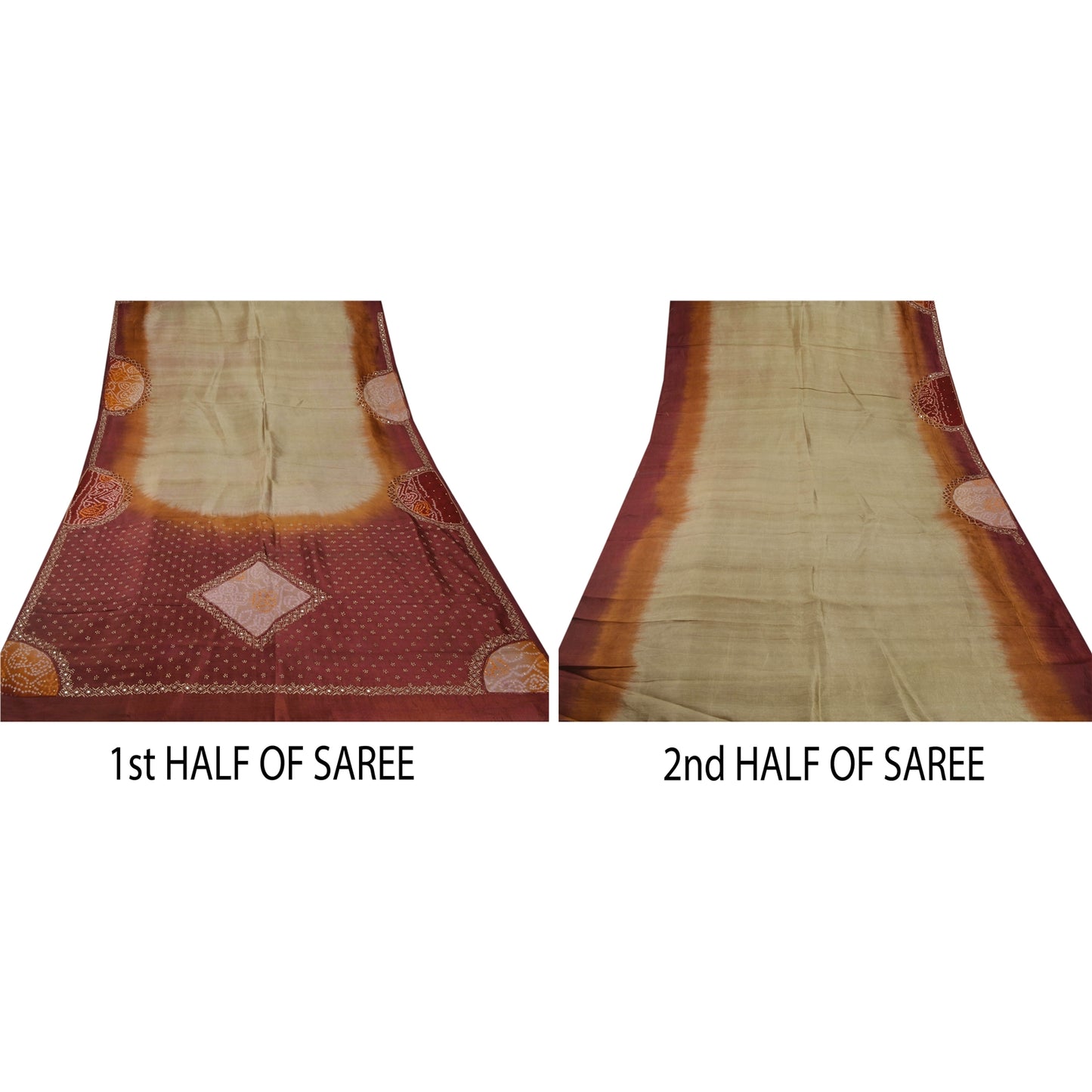 Sanskriti Vintage Brown Saree 100% Pure Cotton Woven Craft Sustainable Fabric 5 Yd Sari