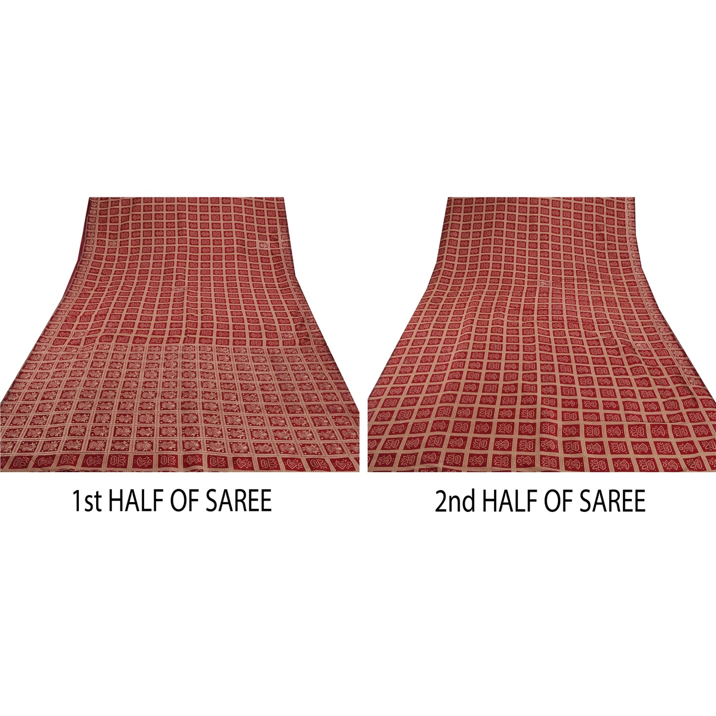 Sanskriti Vintage Dark Red Sarees Art Silk Hand Beaded Craft Sustainable Fabric Premium Sari