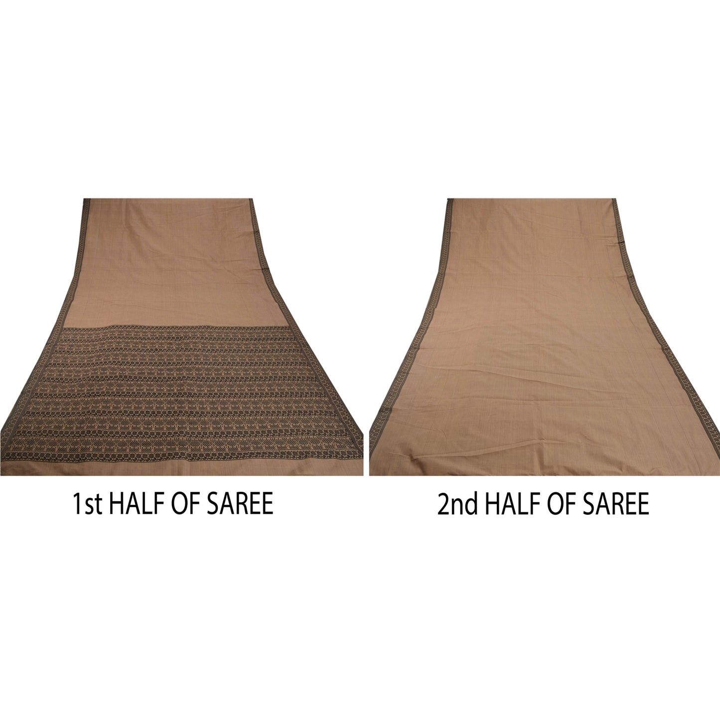 Sanskriti Vintage Brown Saree Art Silk Woven Craft Sustainable Fabric Premium 5 Yard Sari