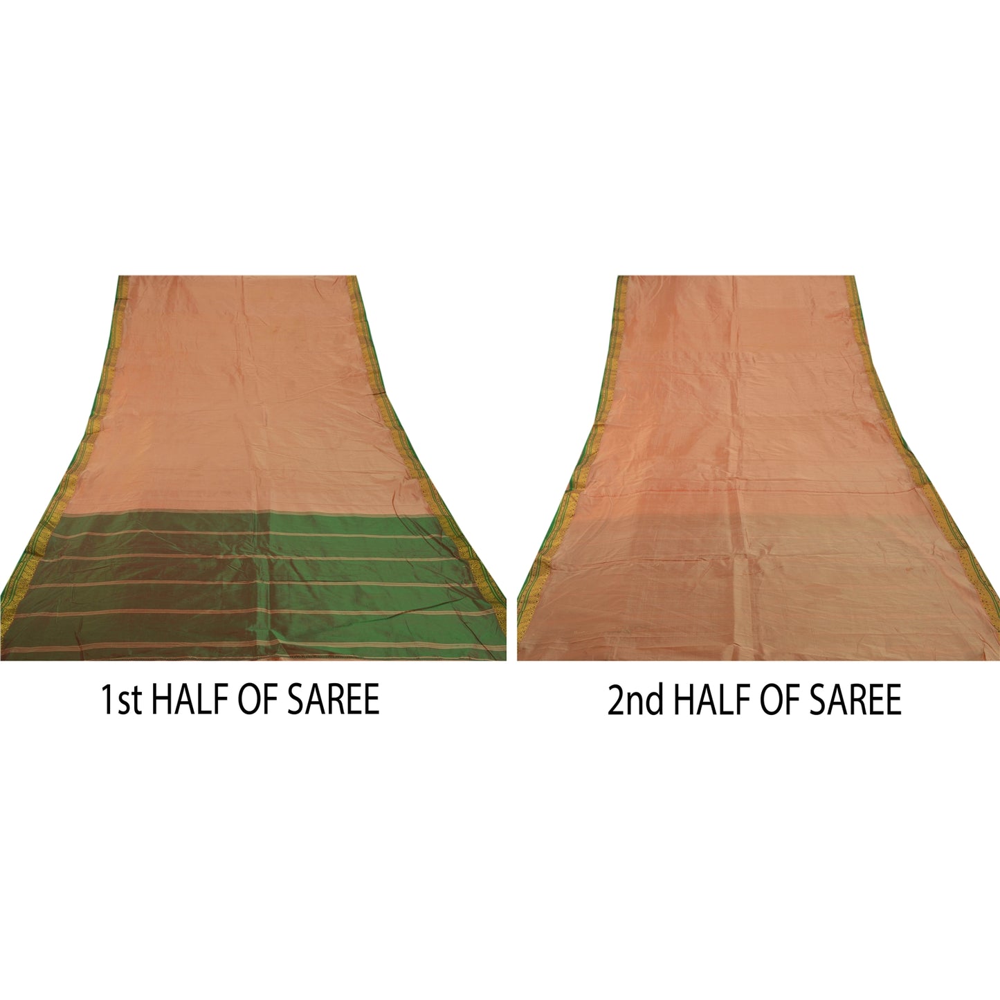 Sanskriti Vintage Peach Saree Art Silk Woven Craft Sustainable Fabric Premium 5 Yard Sari