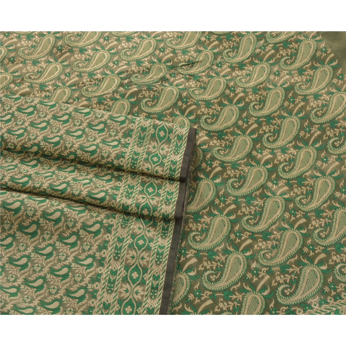 Sanskriti Vintage Green Indian Sari Art Silk Woven Craft Premium Sarees Sustainable Fabric