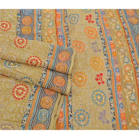 Sanskriti Vintage Sarees Pure Georgette Silk Embroidered Sustainable Fabric Premium Sari