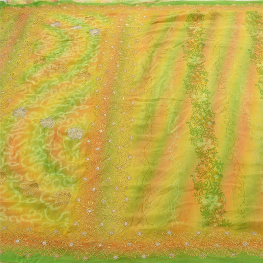 Sanskriti Vintage Green Sarees Pure Silk Embroidered Premium Sari Craft Sustainable Fabric