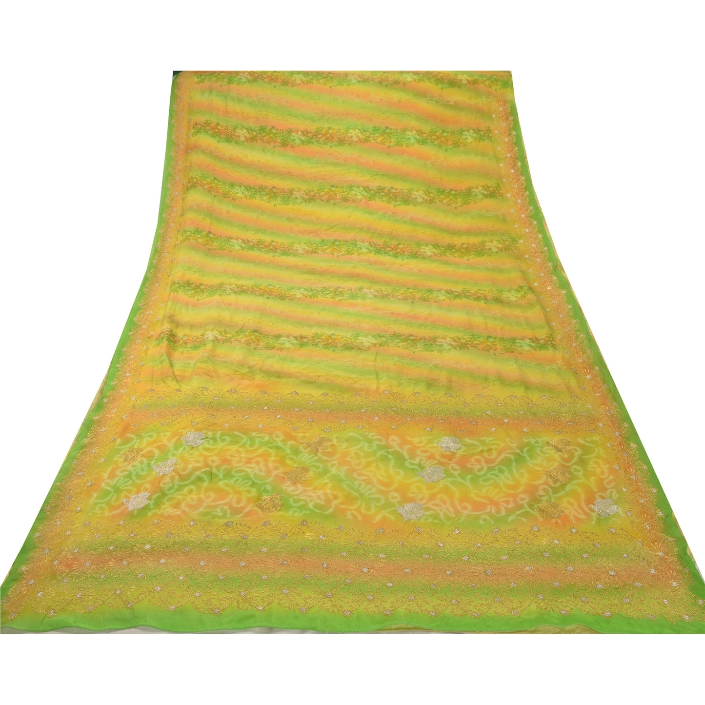 Sanskriti Vintage Green Sarees Pure Silk Embroidered Premium Sari Craft Sustainable Fabric