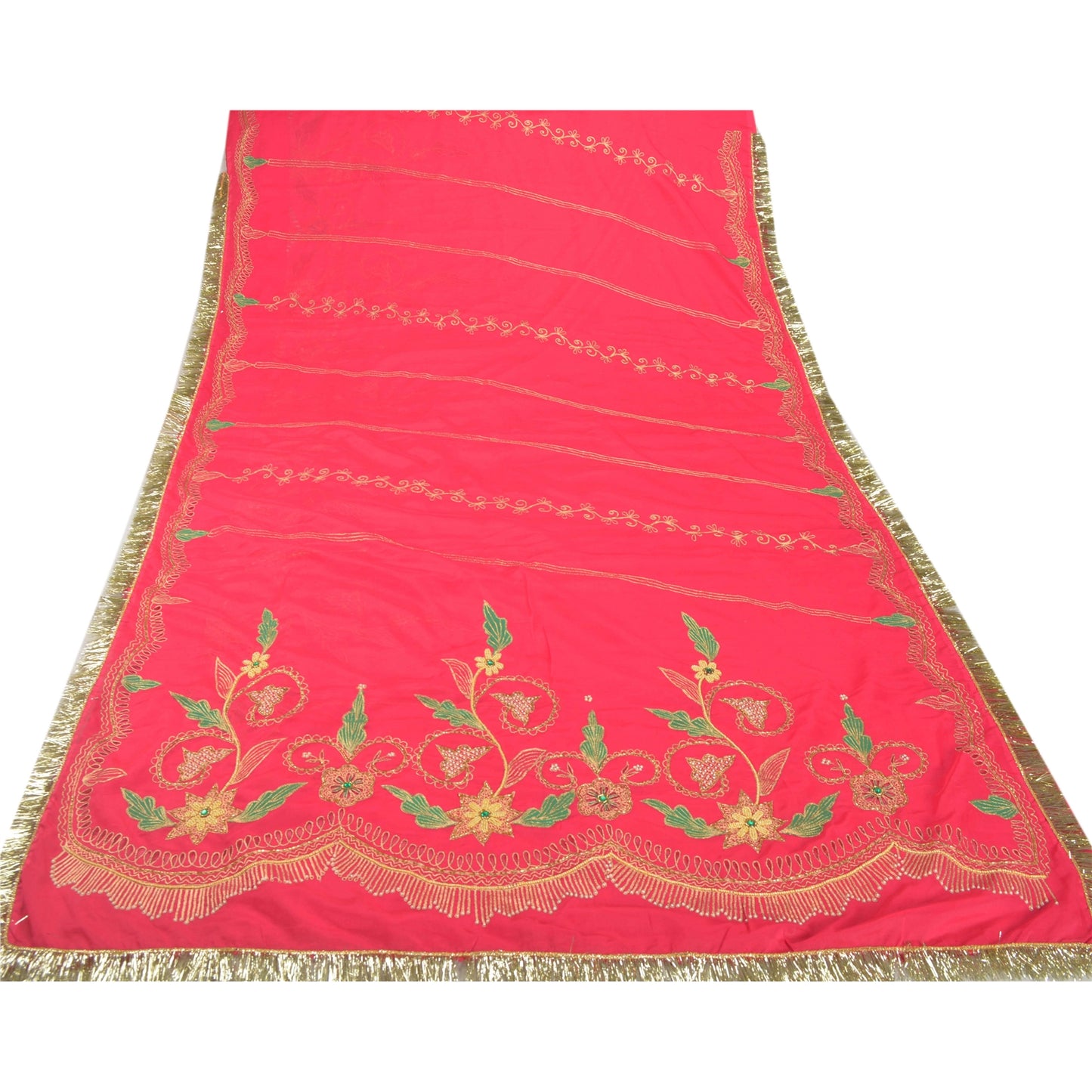 Sanskriti Vintage Pink Sarees Kunstsilke Håndperlet Premium Sari Håndværk Bæredygtigt Stoff