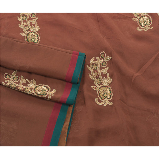 Sanskriti Vintage Sarees Pure Georgette Silk Hand Beaded Bollywood Sari Sustainable Fabric
