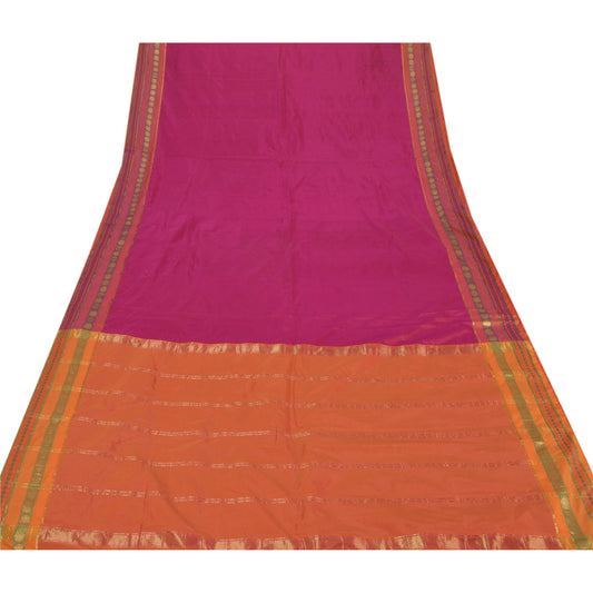 Sanskriti Vintage Pink Sarees Art Silk Woven Premium Sari Sustainable Fabric Blouse Piece