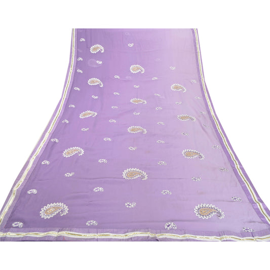 Sanskriti Vintage Purple Sarees Georgette Sustainable Fabric Bollywood Sari Blouse Piece