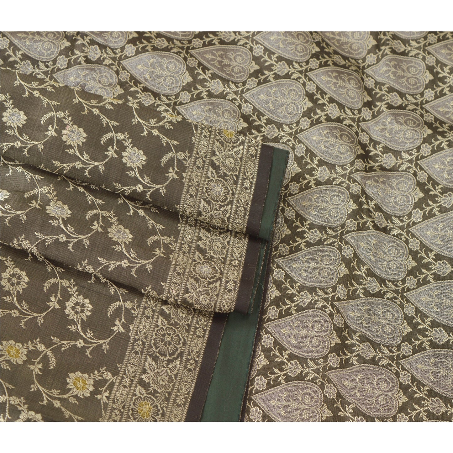 Sanskriti Vintage Green Sarees Art Silk Woven Premium Indian Sari Fashion Sustainable Fabric