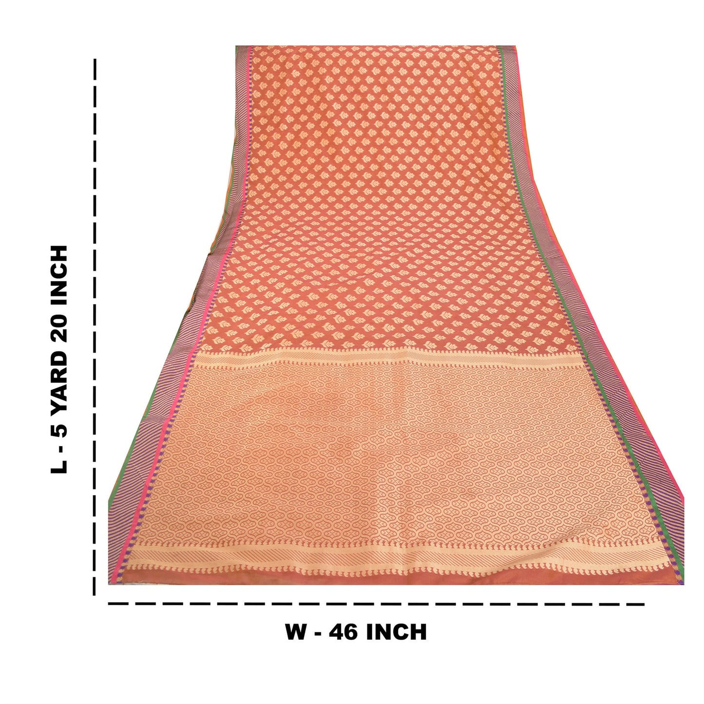 Sanskriti Vintage Indian Sari Peach Art Silk Woven Sarees Craft 5 Yard Sustainable Fabric