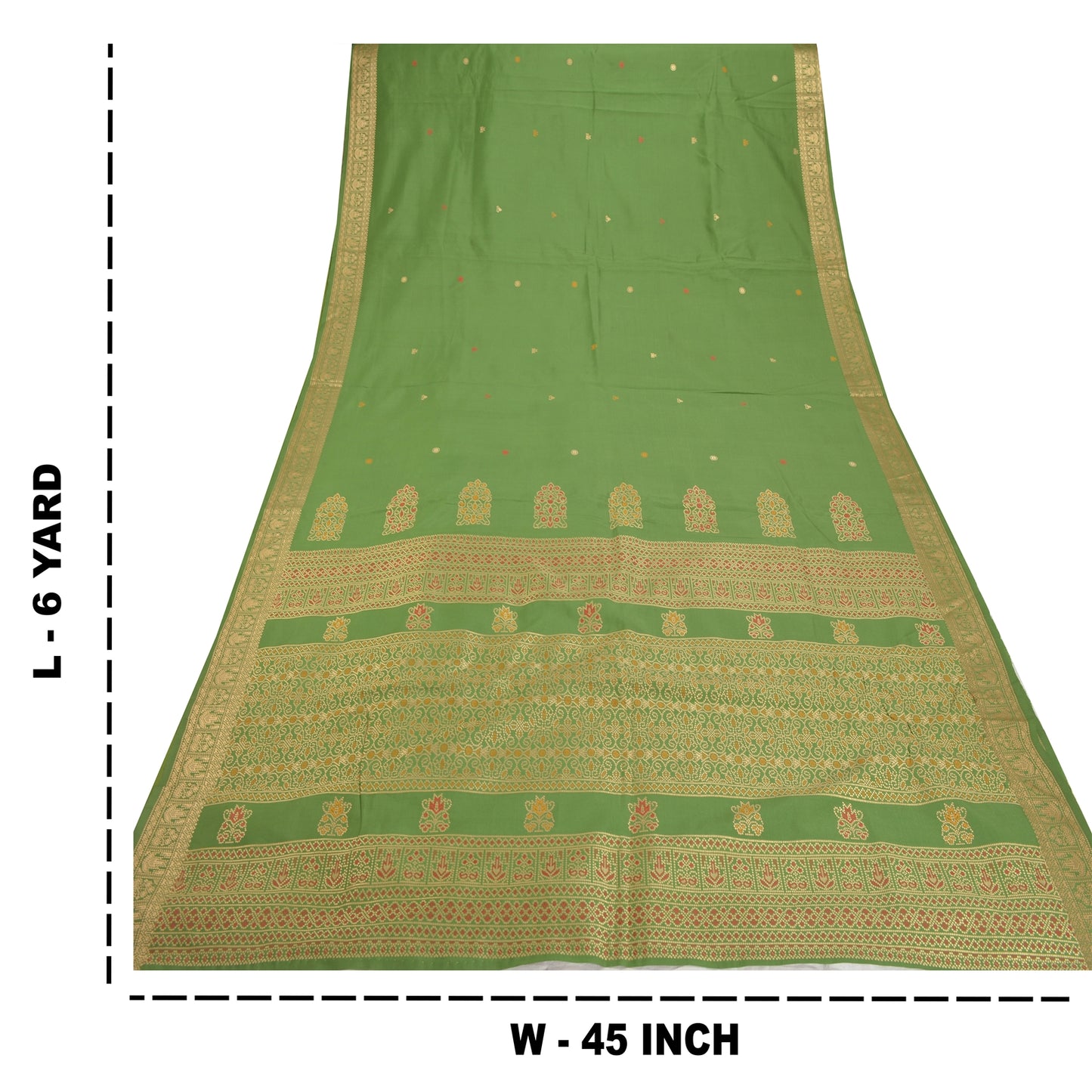 Sanskriti Vintage Green Indian Sari Art Silk Woven Craft Sustainable Fabric Premium Sarees