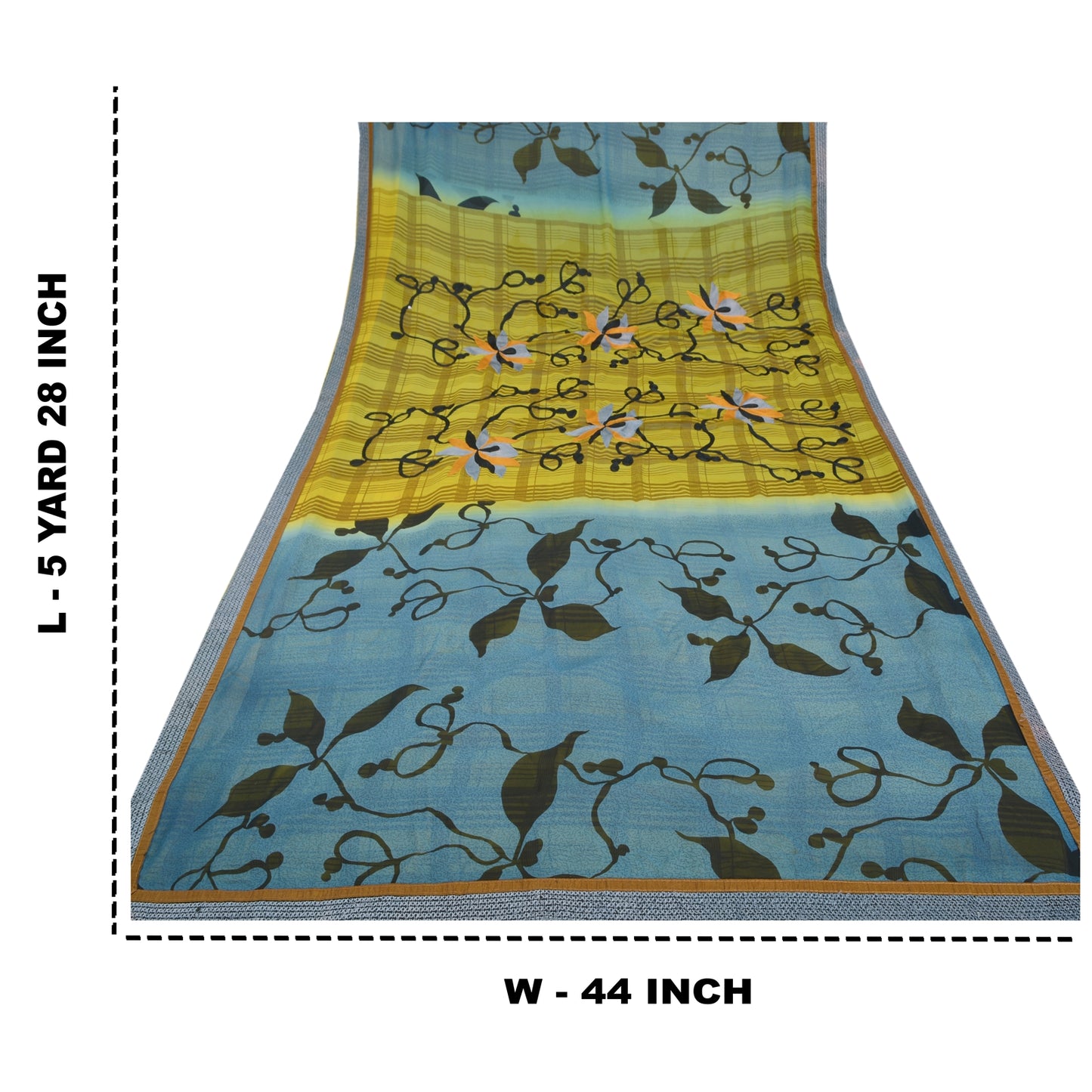 Sanskriti Vintage Green Sarees Georgette Embroidered Indian Sari Printed Sustainable Fabric