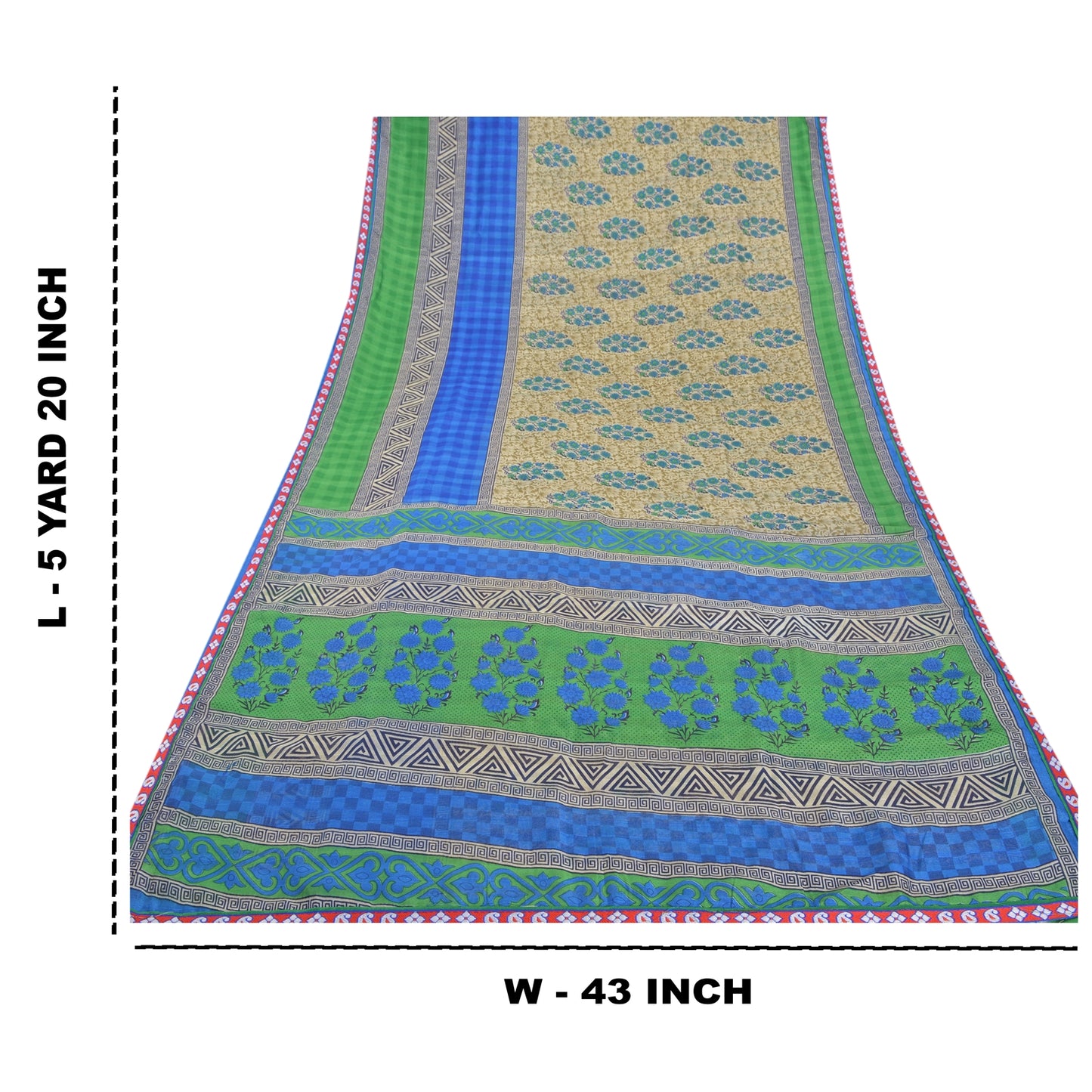 Sanskriti Vintage Sarees Art Silk Printed Craft Sustainable Fabric Premium Sari Blouse PC