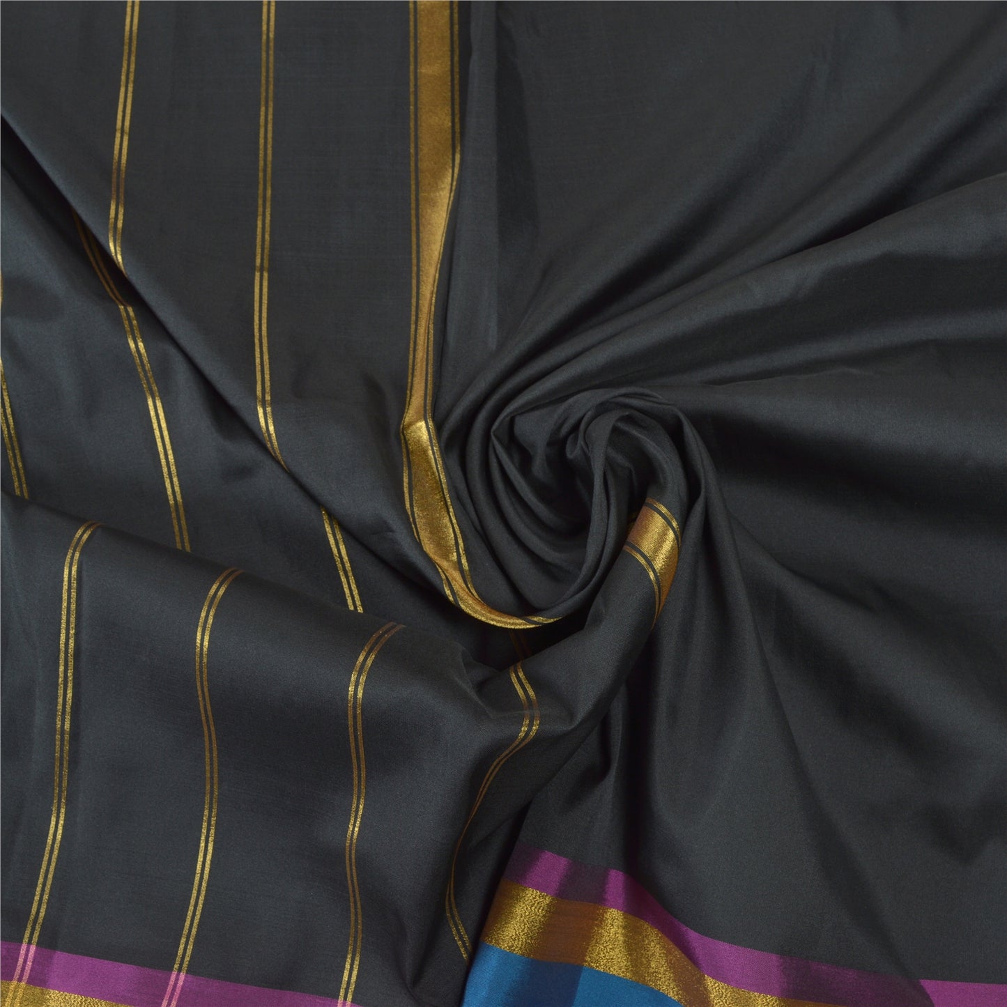 Sanskriti Vintage Black Indian Sari Art Silk Woven Sarees Craft Premium Sustainable Fabric