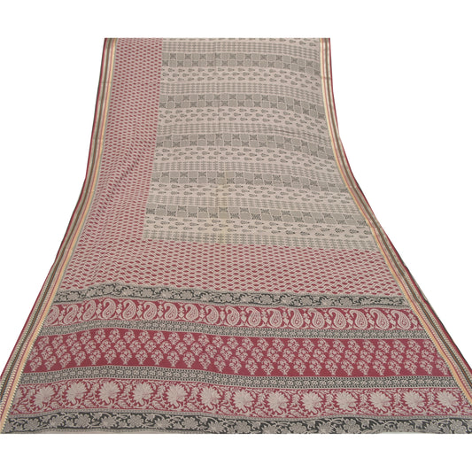 Sanskriti Vintage Sarees Pure Cotton Block Printed Sari Craft Premium Sustainable Fabric