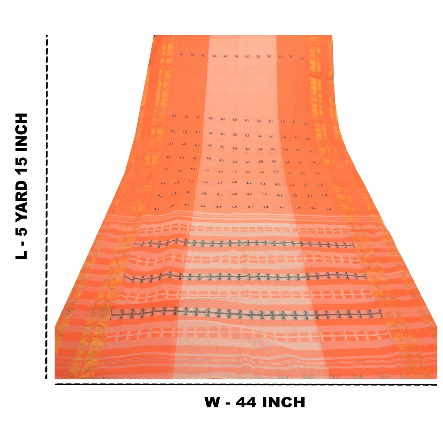 Sanskriti Vintage Orange Indian Sari Pure Cotton Hand Woven Craft Sarees Sustainable Fabric