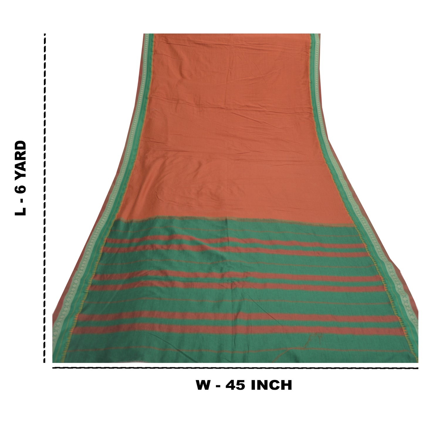 Сари Санскрити Винтаж Оранжевый Смесовый Хлопок Тканый Премиум Сари Ремесло Экологичная Ткань