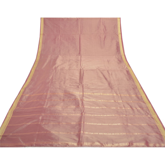 Sanskriti Vintage Pink Sarees Art Silk Woven Sari Premium Craft 5 Yard Sustainable Fabric