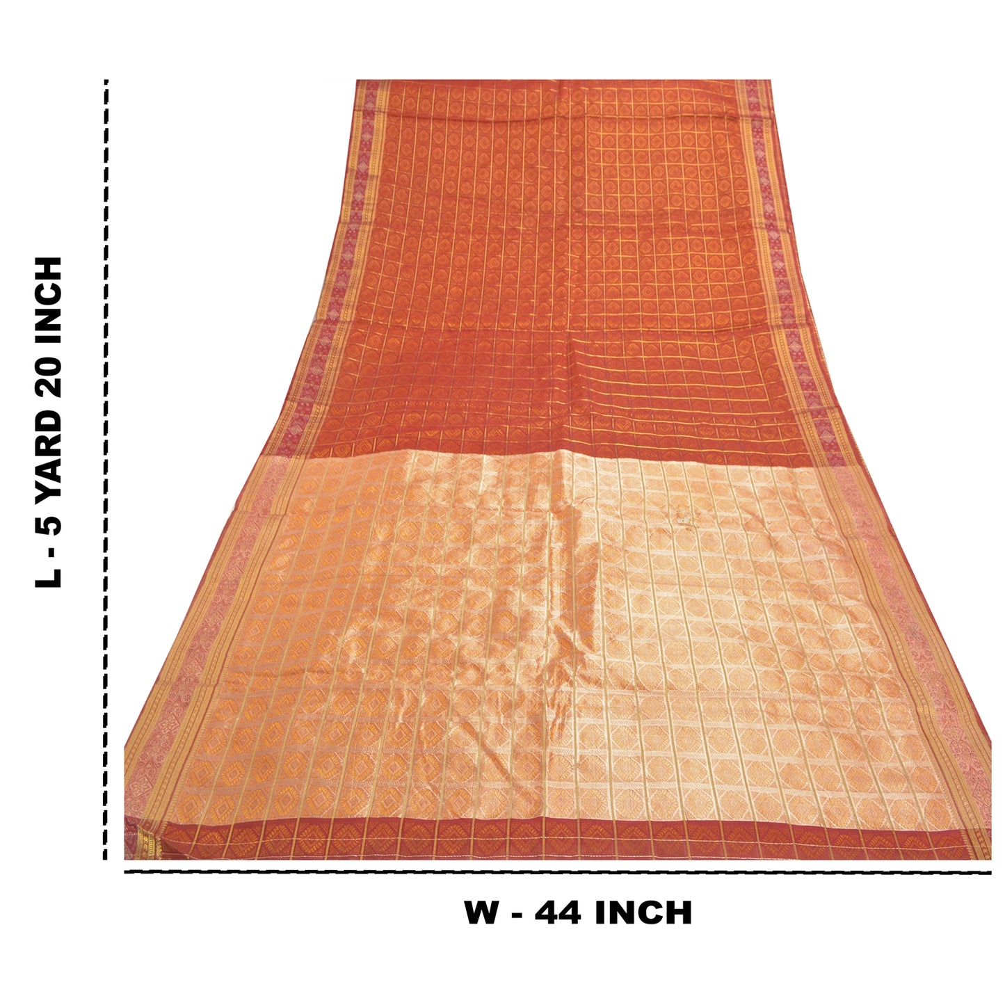 Sanskriti Vintage Indian Sari Art Silk Red Woven Sarees Craft Premium Sustainable Fabric