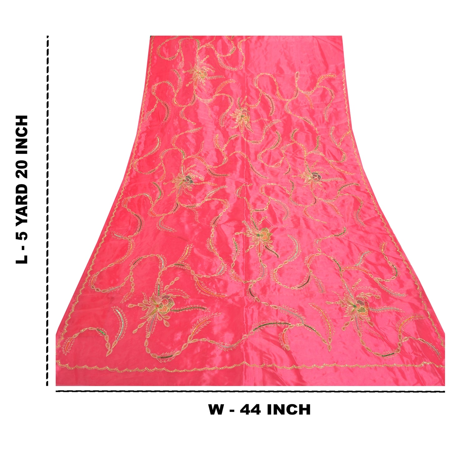 Sanskriti Vintage Pink Indian Sari Art Silk Hand Beaded Sarees Premium Sustainable Fabric