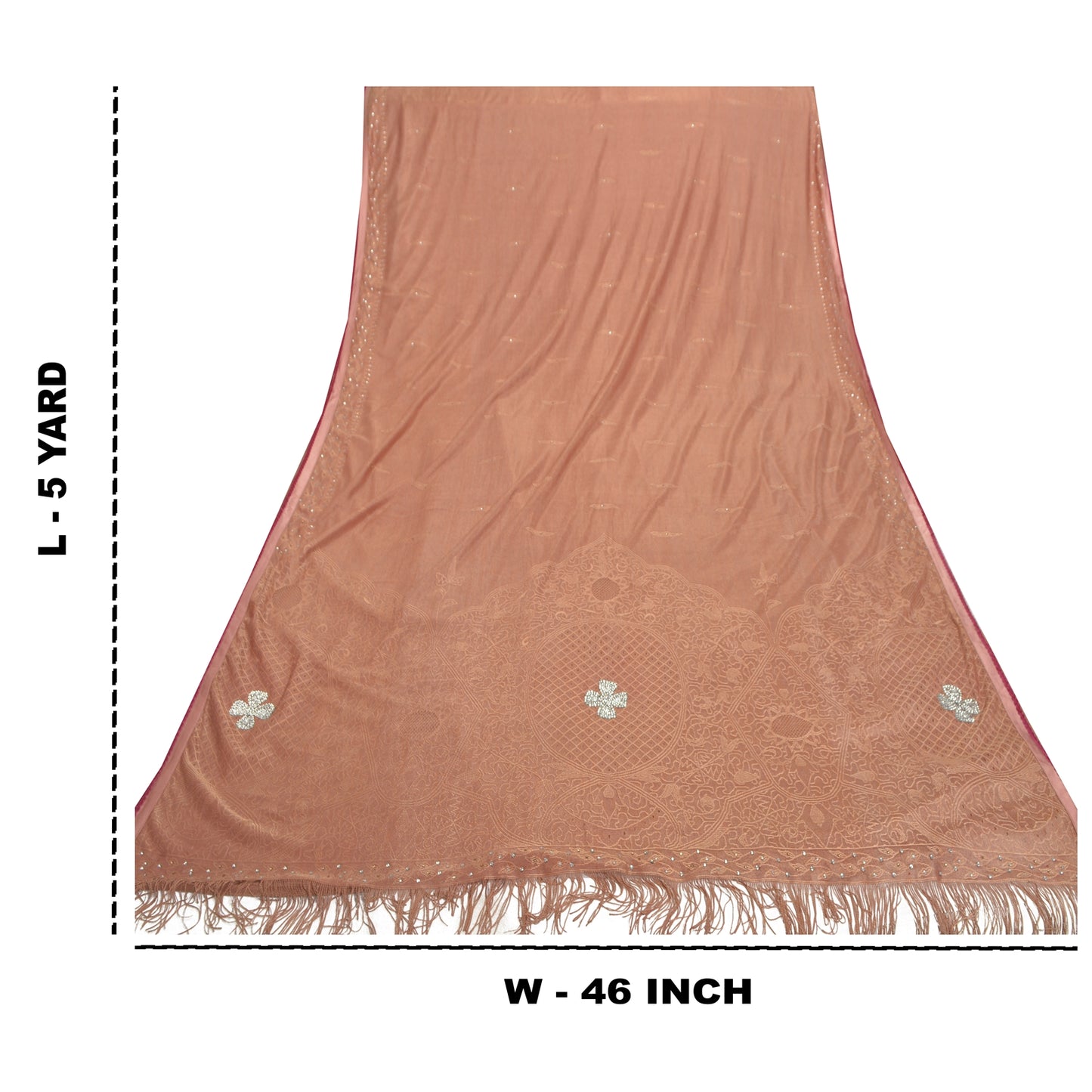 Санскритские винтажные коричневые сари из искусственного шелка, расшитые вручную бисером, премиальная ткань для сари из экологически чистой ткани