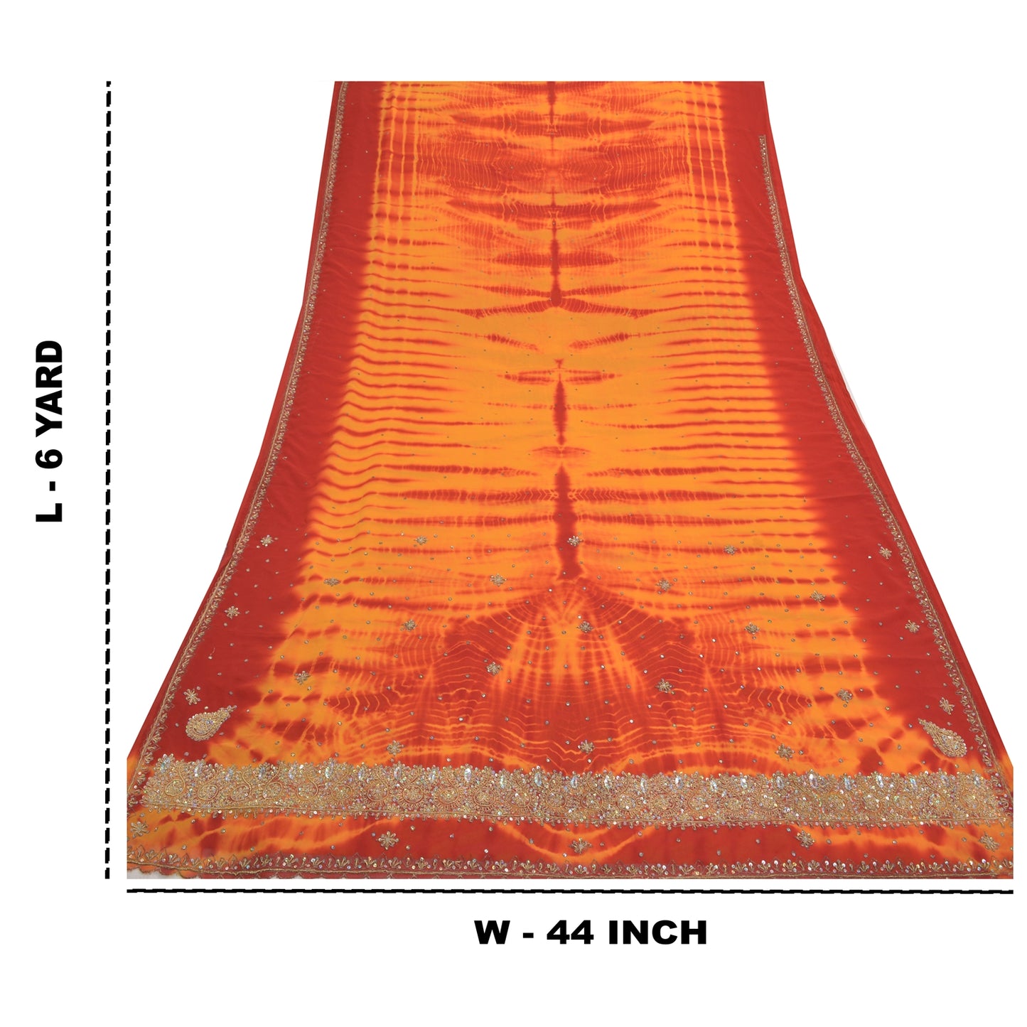 Sanskriti Vintage Yellow Sarees Georgette Handmade Leheria Sari Premium Sustainable Fabric