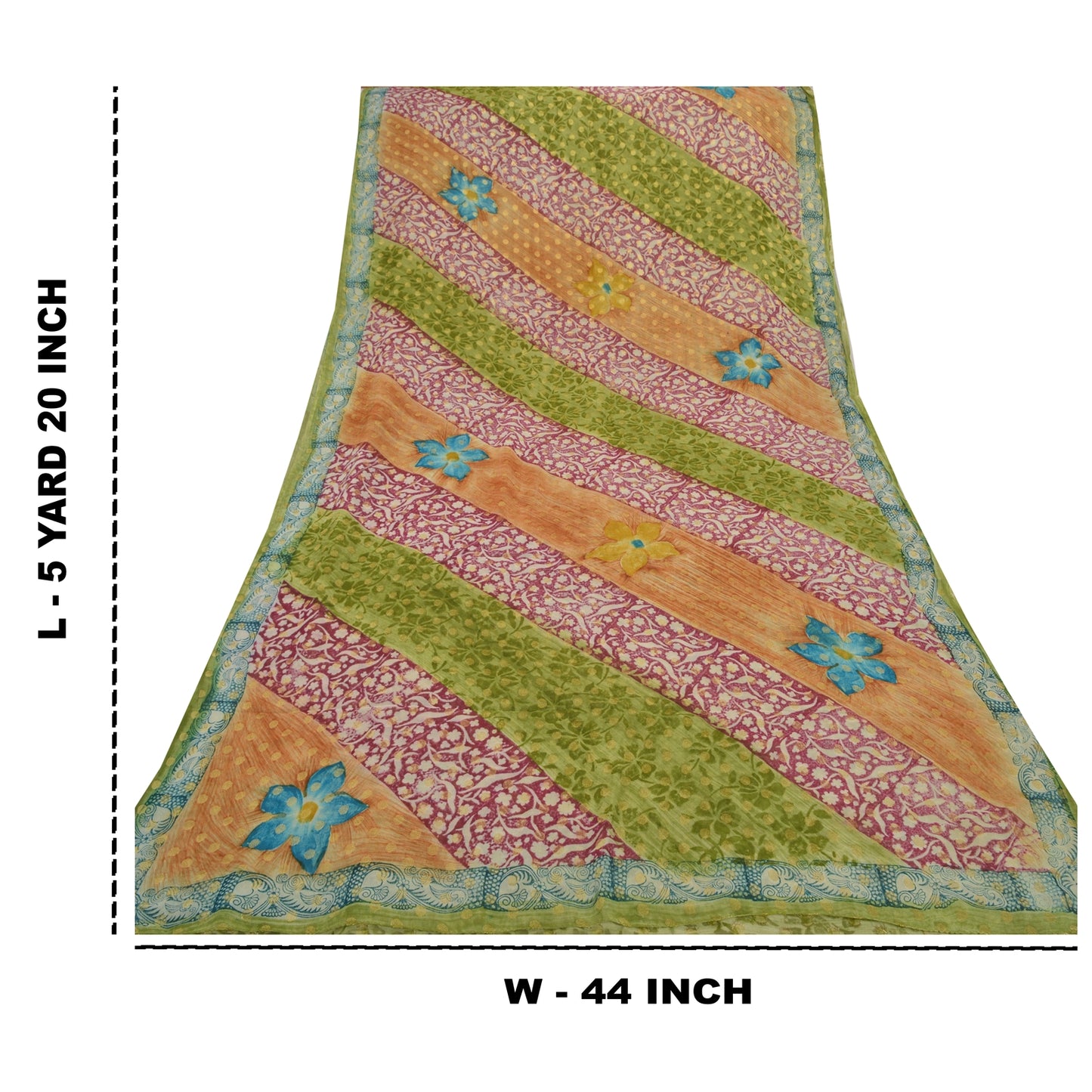 Sanskriti Vintage Sarees Blend Georgette Premium Woven & Printed Sari Sustainable Fabric