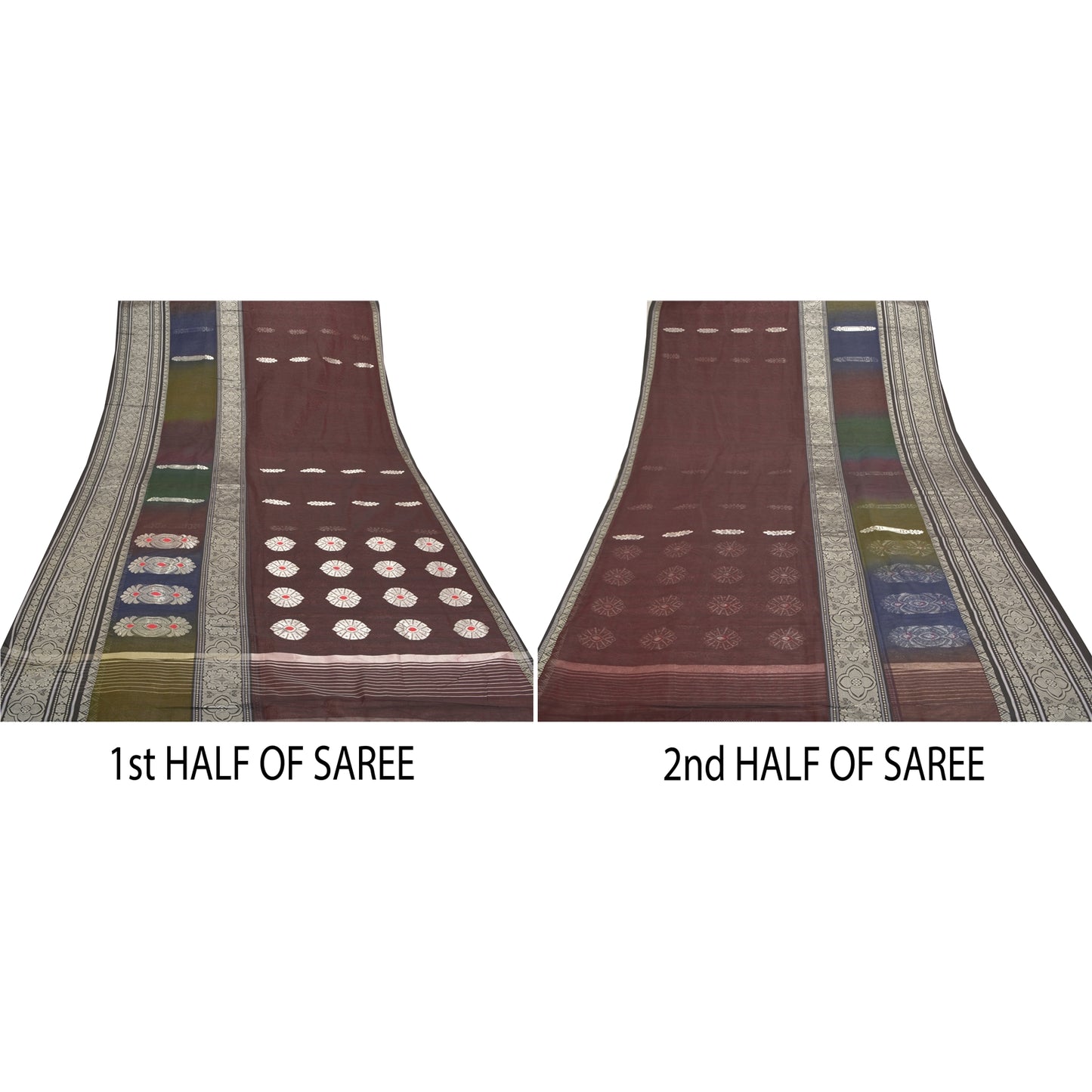 Sanskriti Vintage Sarees Blend Cotton Hand Woven Indian Sari 5 Yard Sustainable Fabric