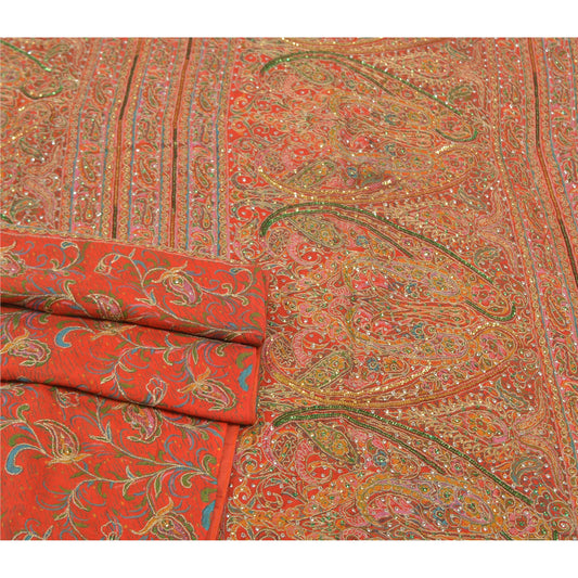 Sanskriti Vintage Red Sarees Art Silk Hand Beaded Premium Zari Sari Sustainable Fabric