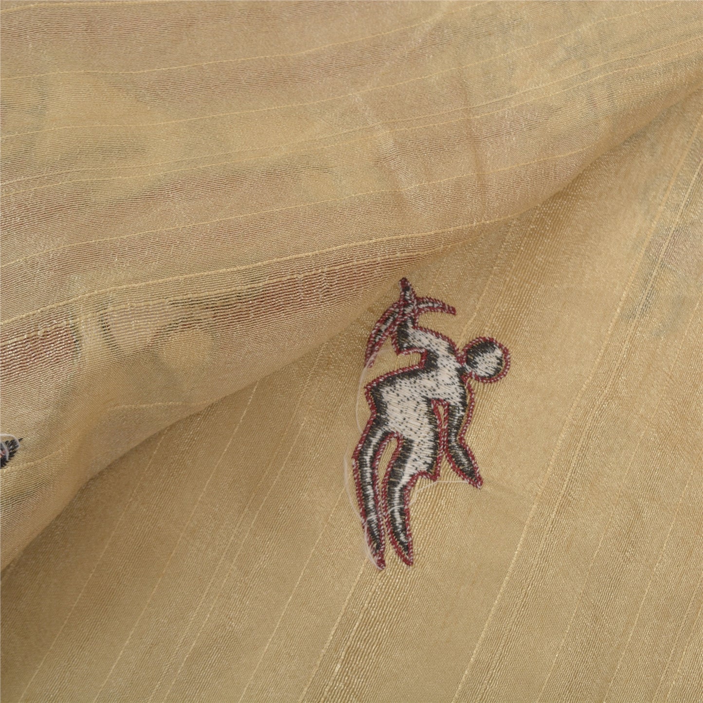 Sanskriti Vintage Red Sarees Art Silk Embroidered Warli Premium Sari Sustainable Fabric