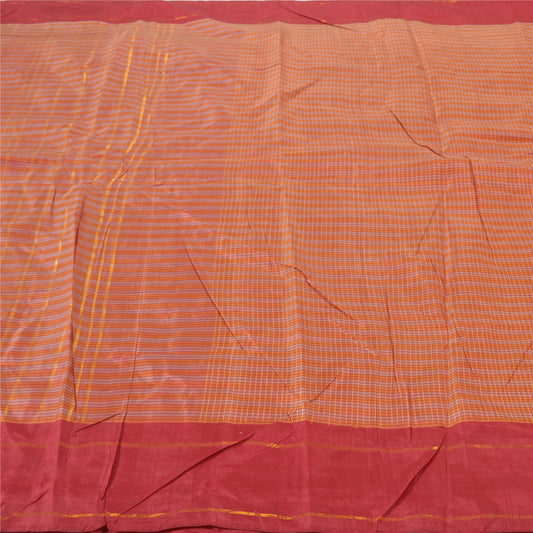 Sanskriti Vintage Orange Sarees Blend Silk Woven Chettinad/Kandangi Sari Sustainable Fabric